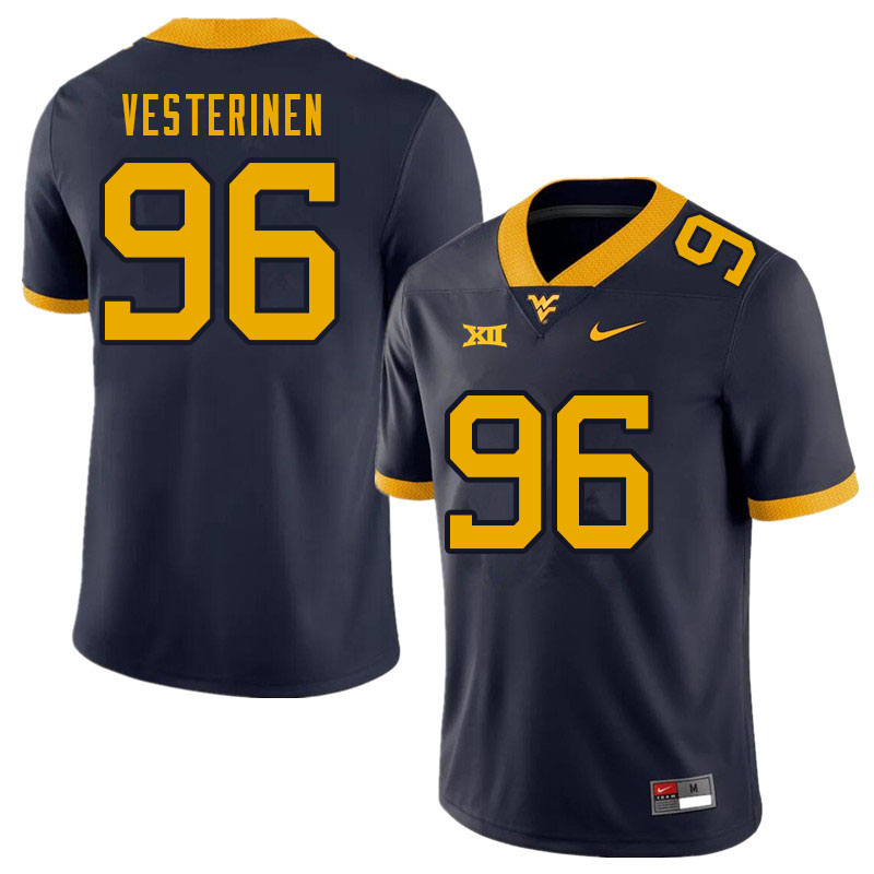 NCAA Men's Edward Vesterinen West Virginia Mountaineers Navy #96 Nike Stitched Football College Authentic Jersey RK23D34VN